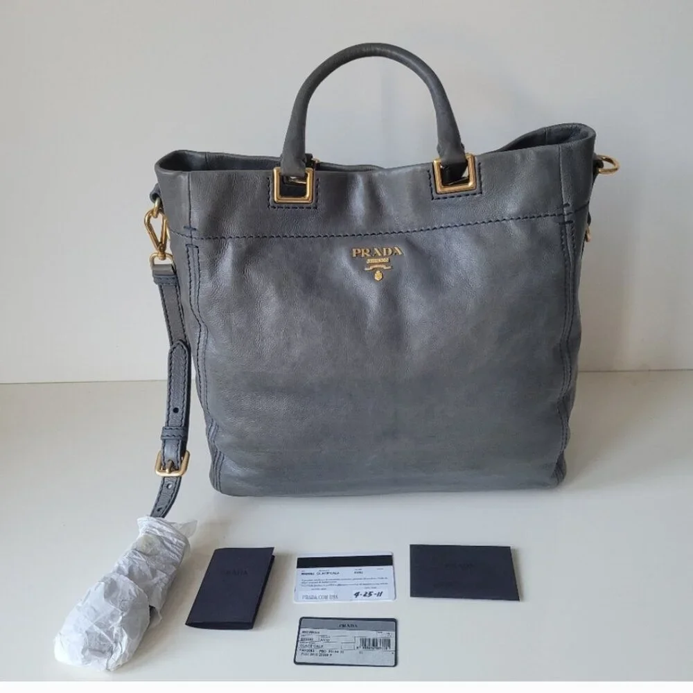 PRADA Glace Calf Convertible Tote / Satchel - Picture 7 of 12